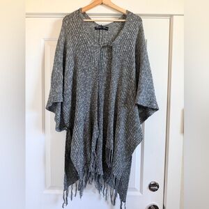 Brittany Black Charcoal Knit Poncho
